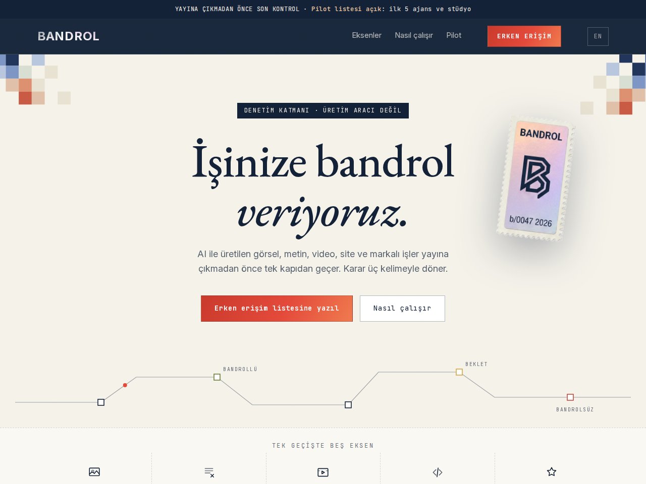 BANDROL internet sitesinin gerçek ekran görüntüsü