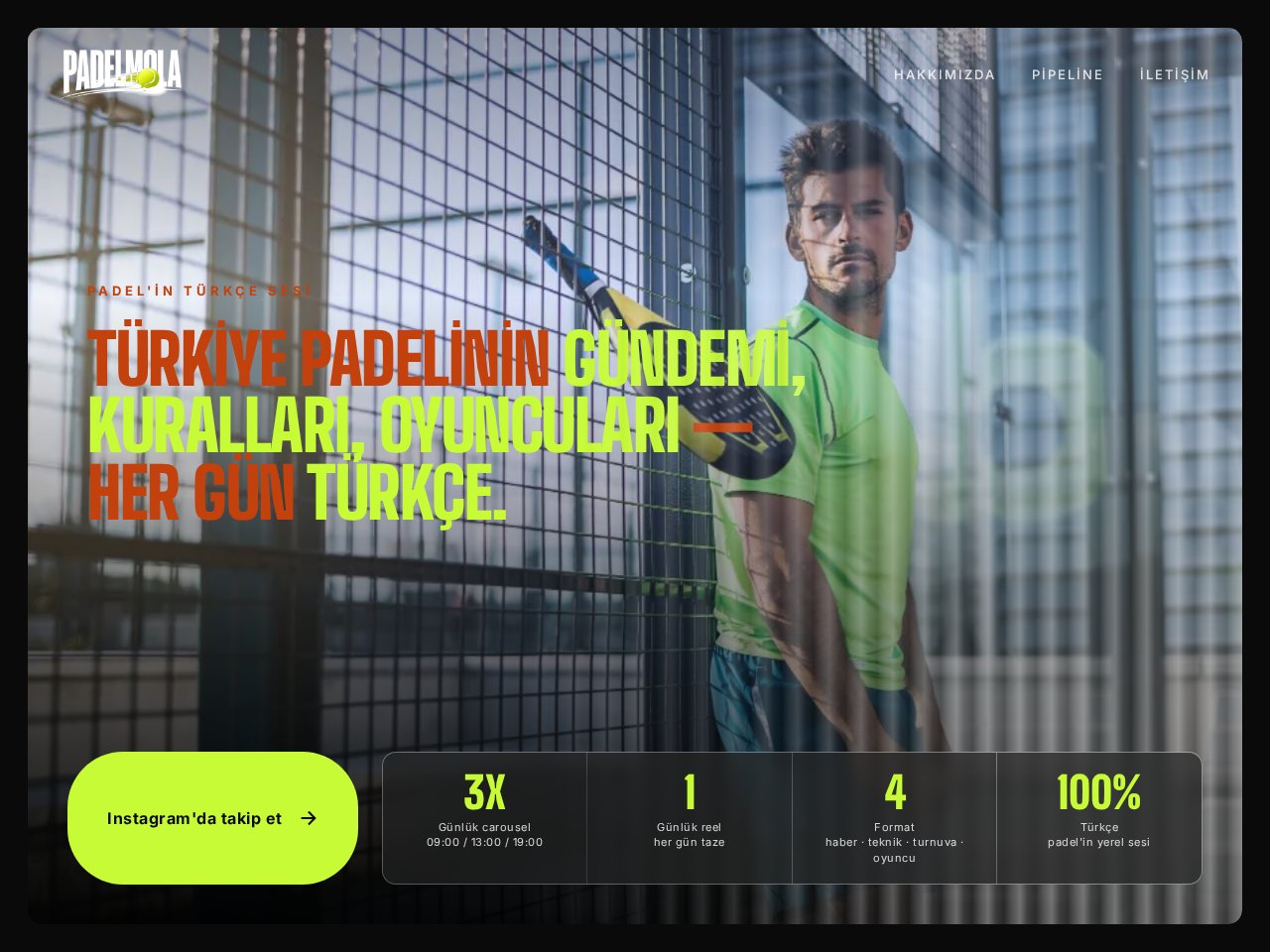PADELMOLA internet sitesinin gerçek ekran görüntüsü
